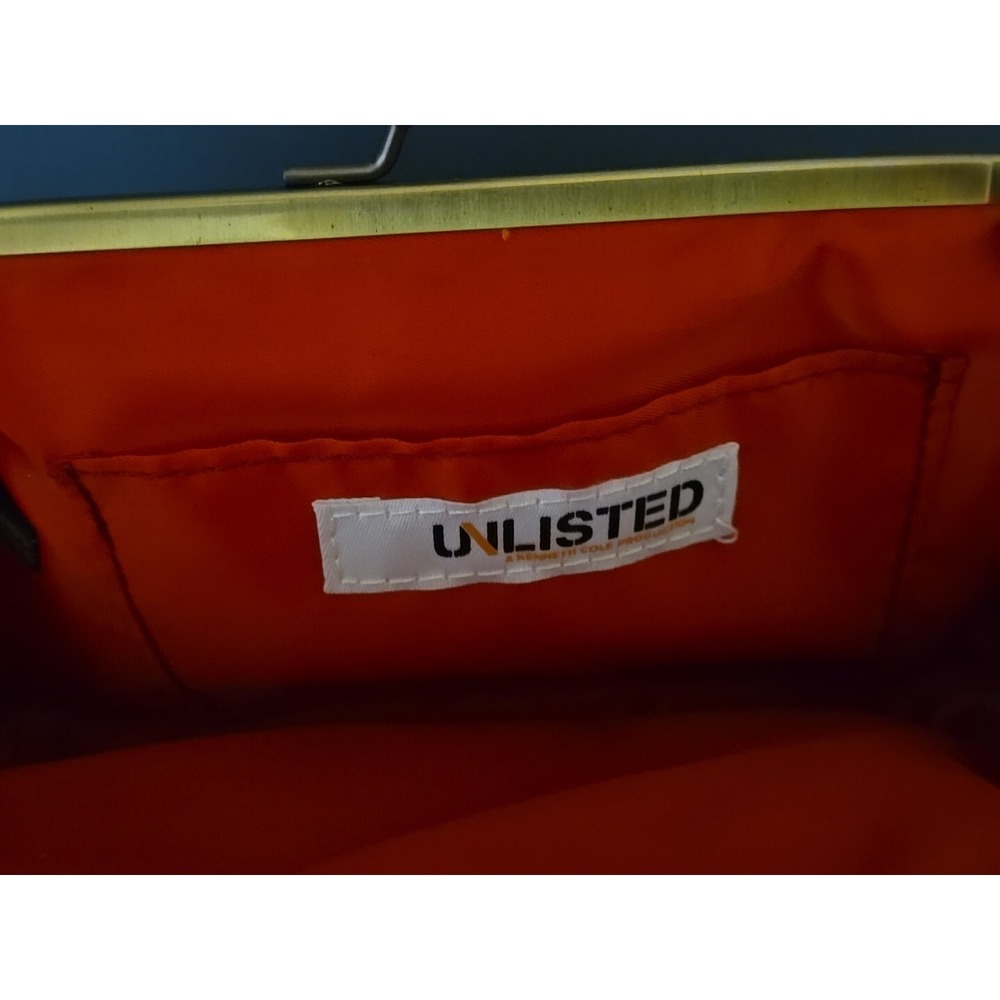 Unlisted by Kenneth Cole Small Evening Satchel red fabric Kisslock Mini Handbag - Picture 7 of 9